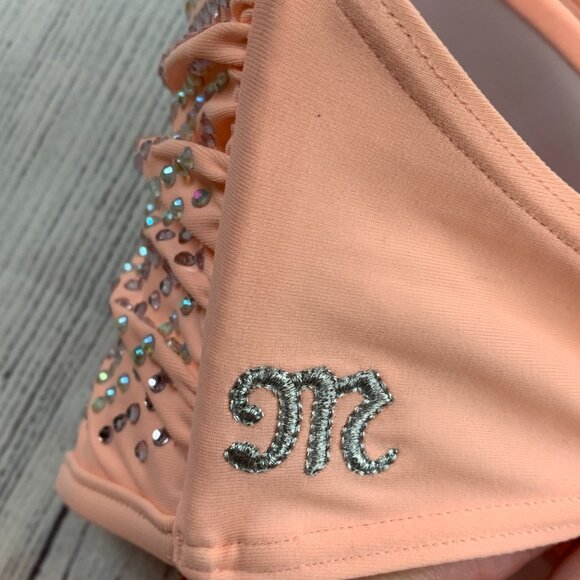 Miss Me sz Large Bikini Top & Bottom Peach Rhinestone Details - Picture 9 of 14